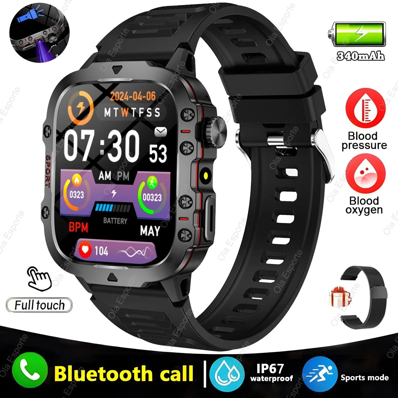 1.81" Rugged Smartwatch with GPS, Bluetooth Call & Health Monitor - Realgroupuae