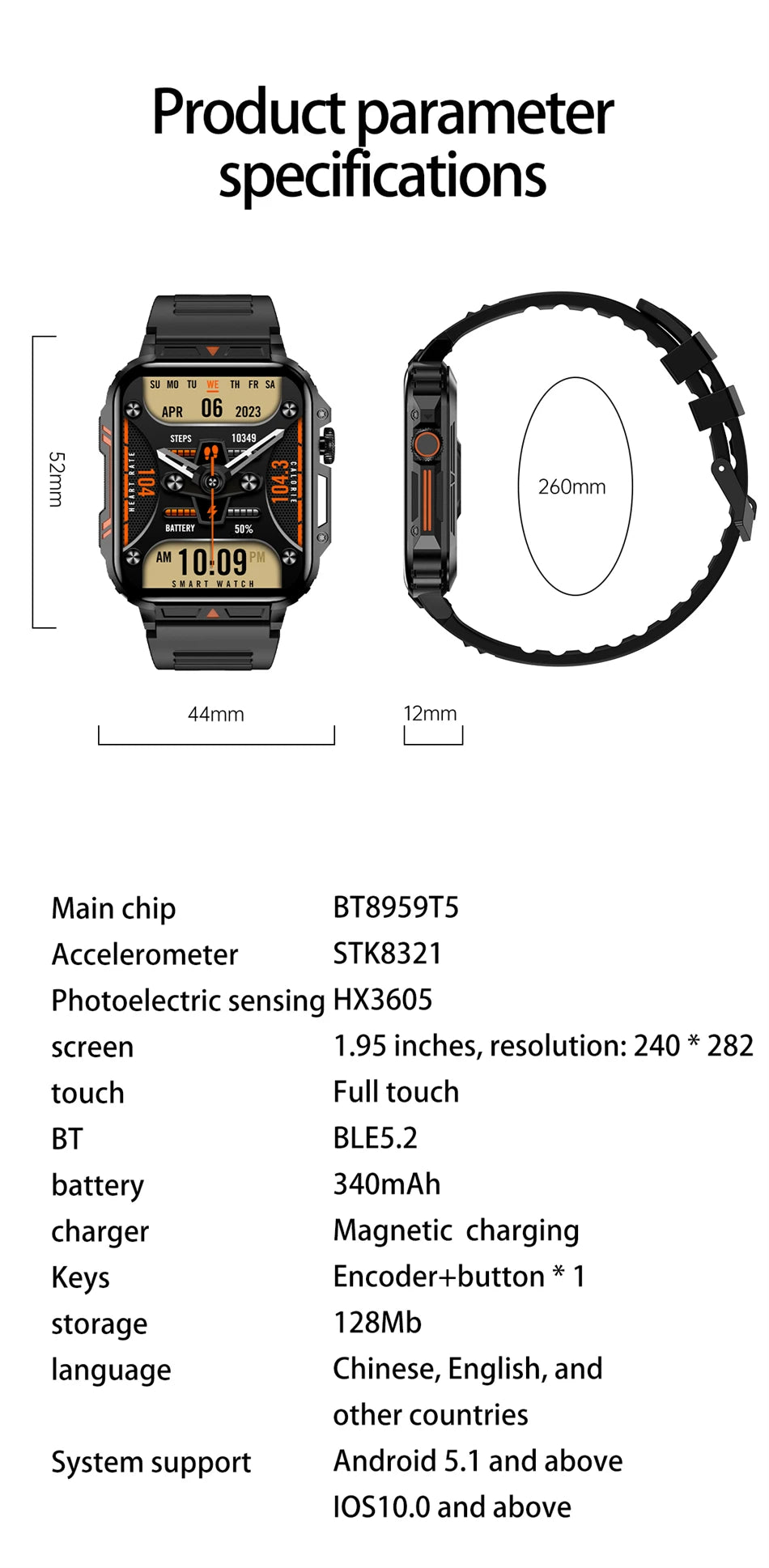 1.95" Outdoor Smartwatch | Bluetooth Call | IP68 Fitness Watch - Real Group UAE