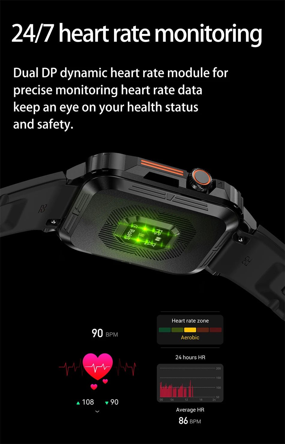 1.95" Outdoor Smartwatch | Bluetooth Call | IP68 Fitness Watch - Real Group UAE