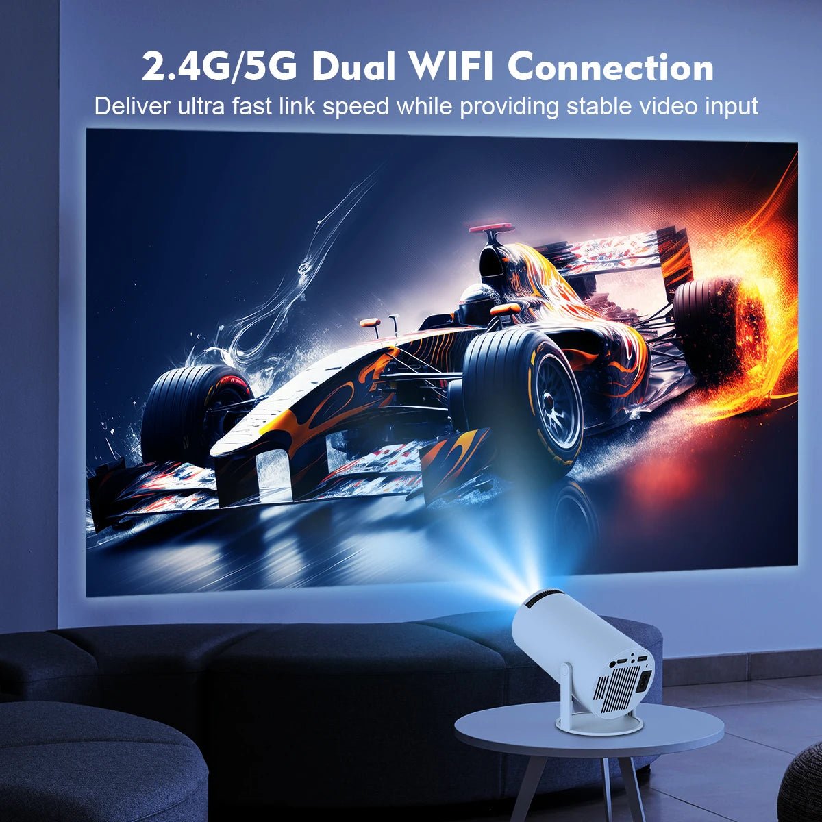 4K Android Projector with Dual WiFi, Bluetooth & 1080P HD Resolution - Realgroupuae