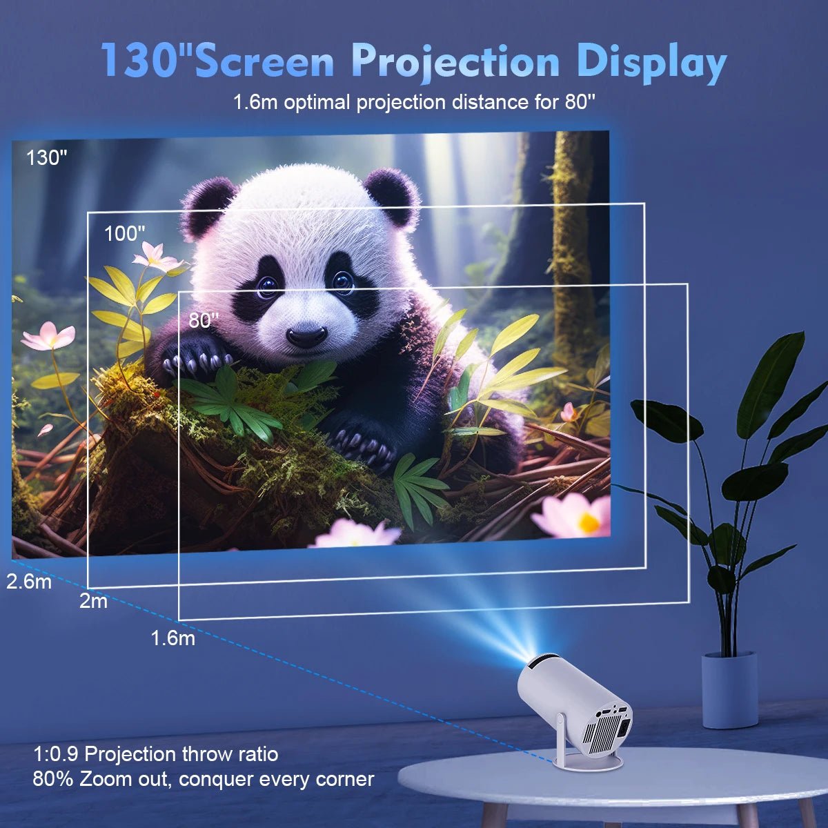 4K Android Projector with Dual WiFi, Bluetooth & 1080P HD Resolution - Realgroupuae
