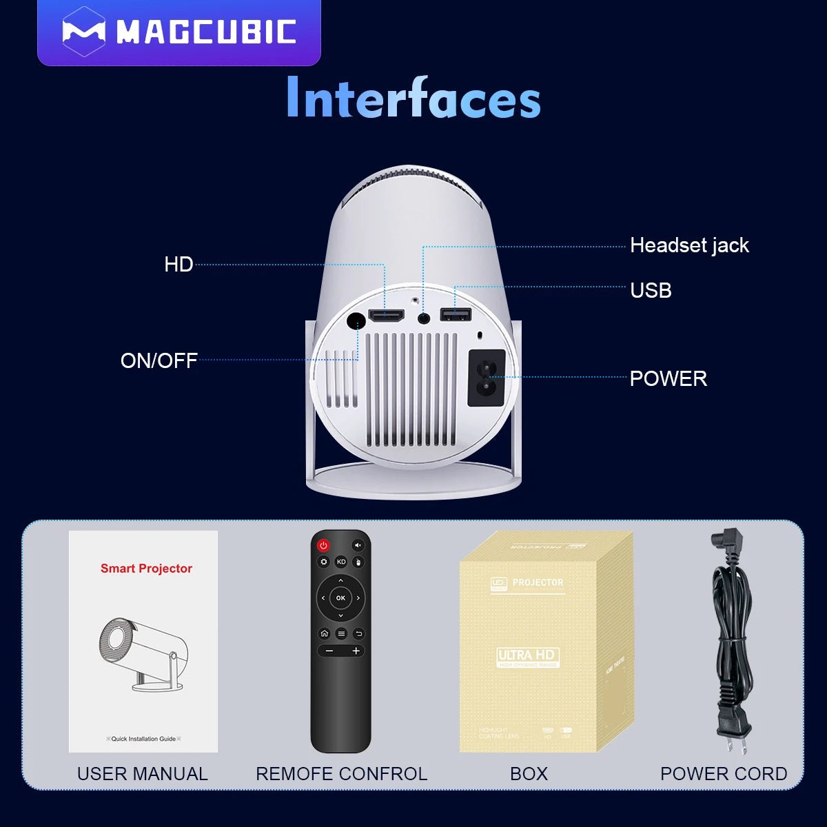 4K Android Projector with Dual WiFi, Bluetooth & 1080P HD Resolution - Realgroupuae