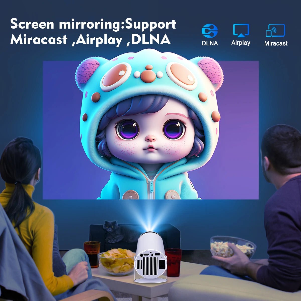 4K Android Projector with Dual WiFi, Bluetooth & 1080P HD Resolution - Realgroupuae