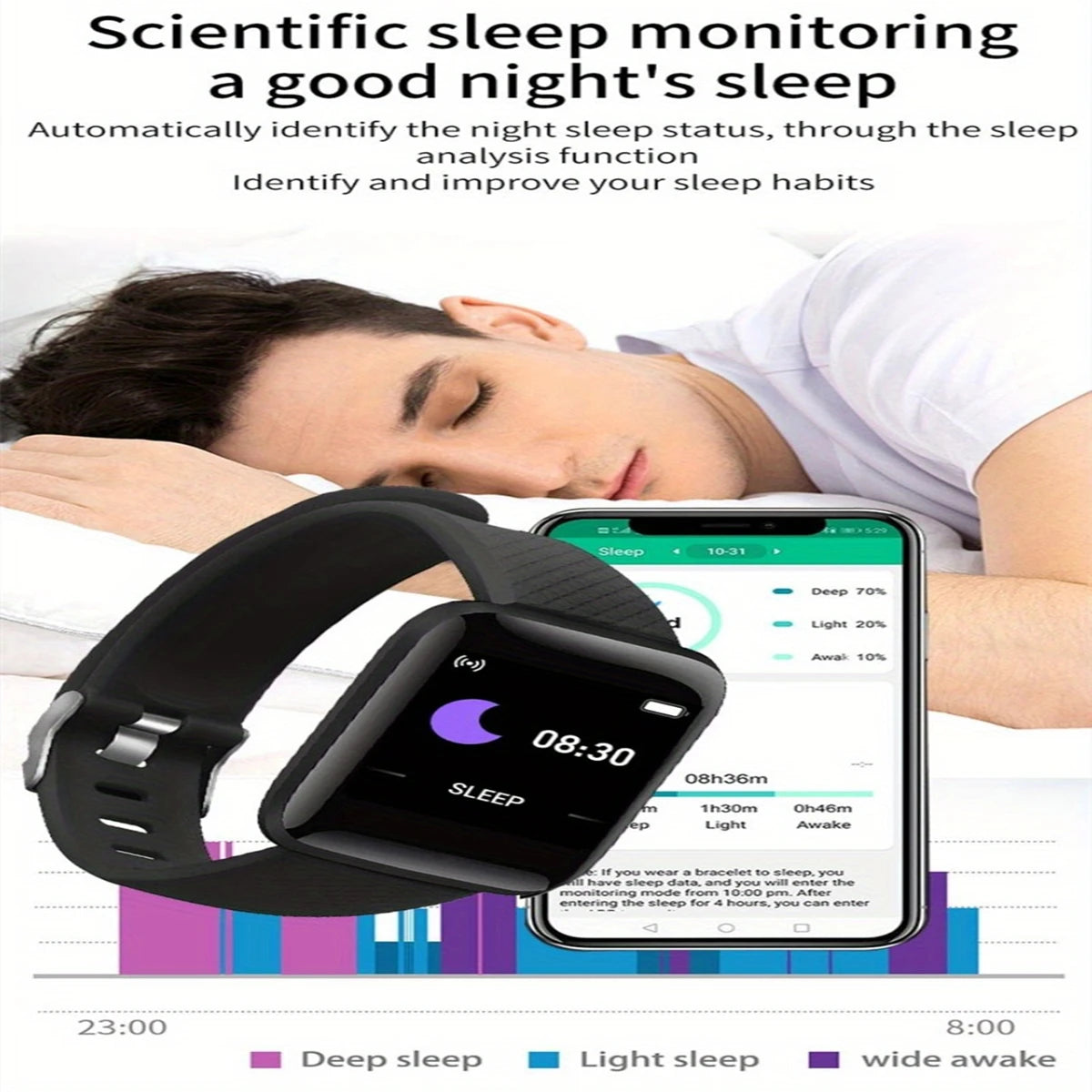 Sport Smartwatch with Music Control, Fitness Tracker & Alarm Clock