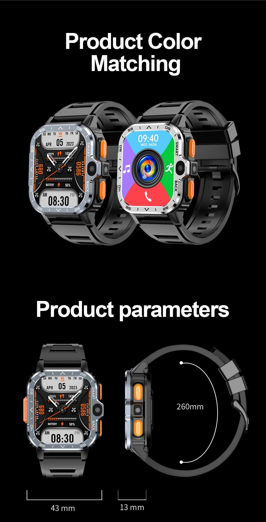 Android Smart Watch for Men with GPS, NFC, Dual Camera & Heart Rate - Realgroupuae
