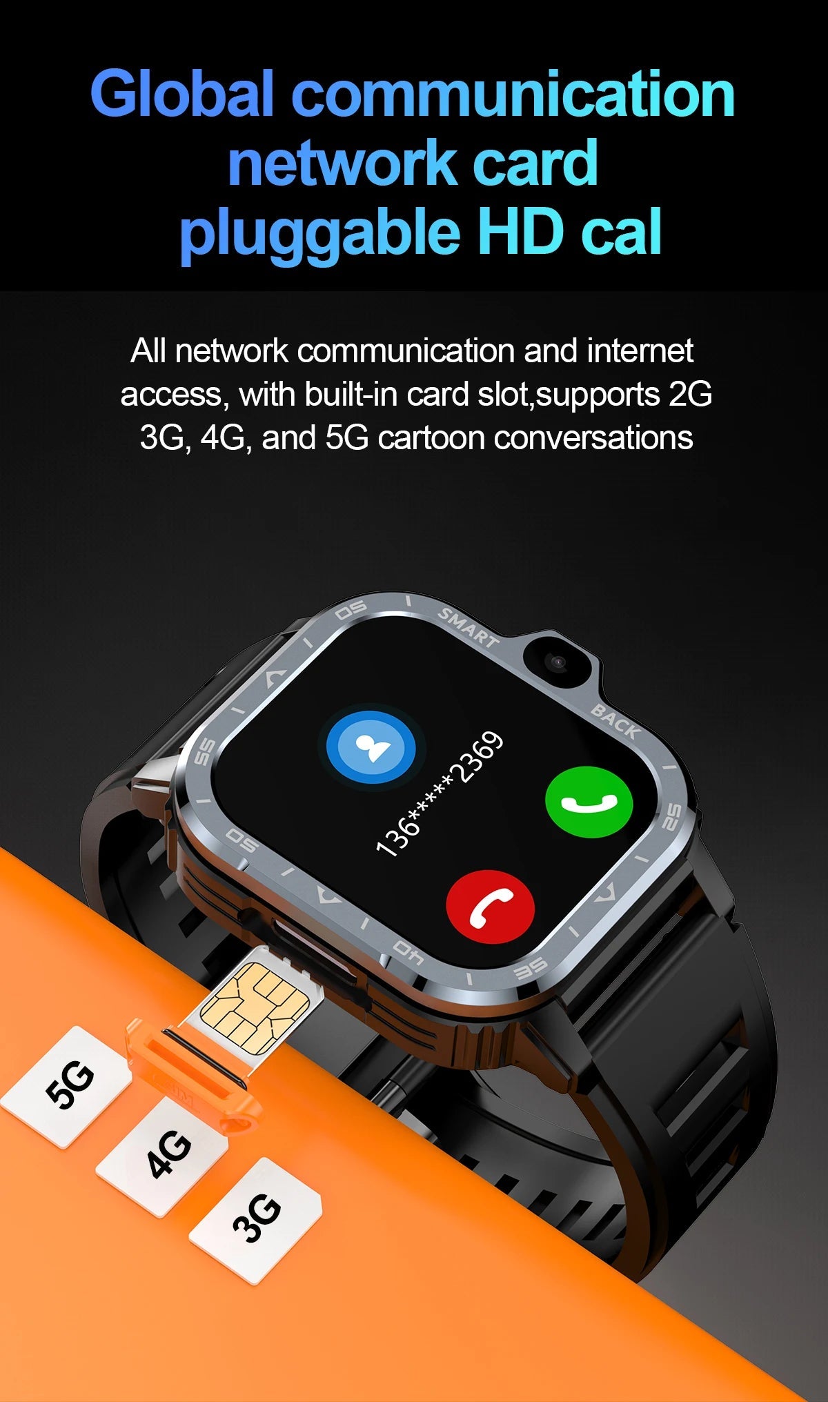 Android Smart Watch for Men with GPS, NFC, Dual Camera & Heart Rate - Realgroupuae