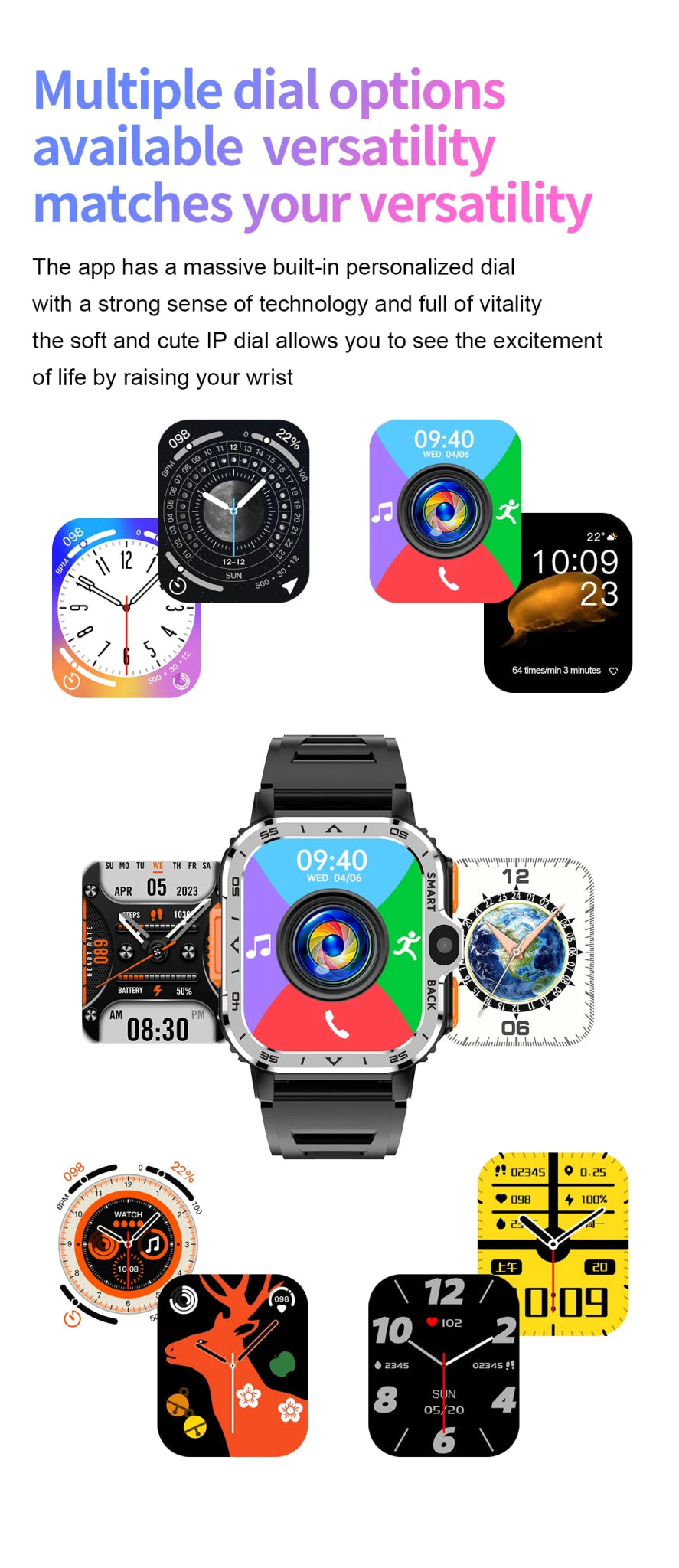 Android Smart Watch for Men with GPS, NFC, Dual Camera & Heart Rate - Realgroupuae