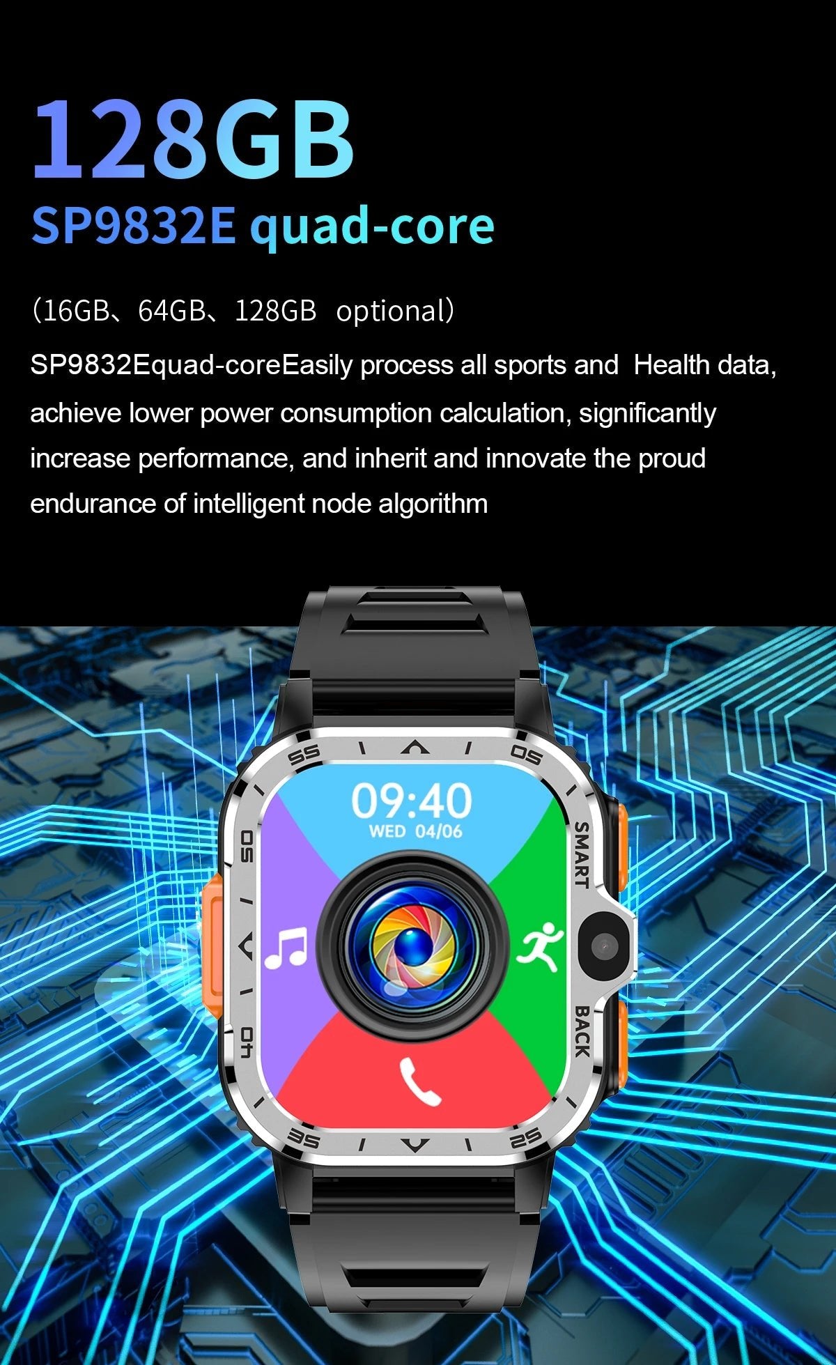 Android Smart Watch for Men with GPS, NFC, Dual Camera & Heart Rate - Realgroupuae