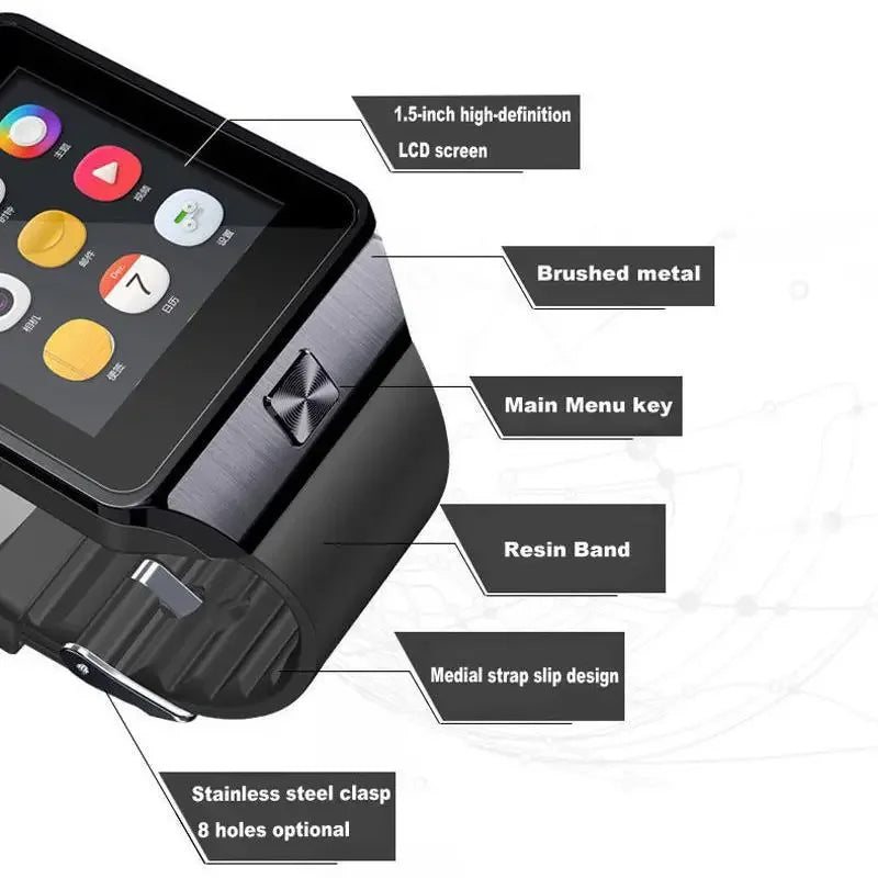 Digital Touch Screen Smart Watch DZ09 with Camera, Bluetooth & SIM - Realgroupuae