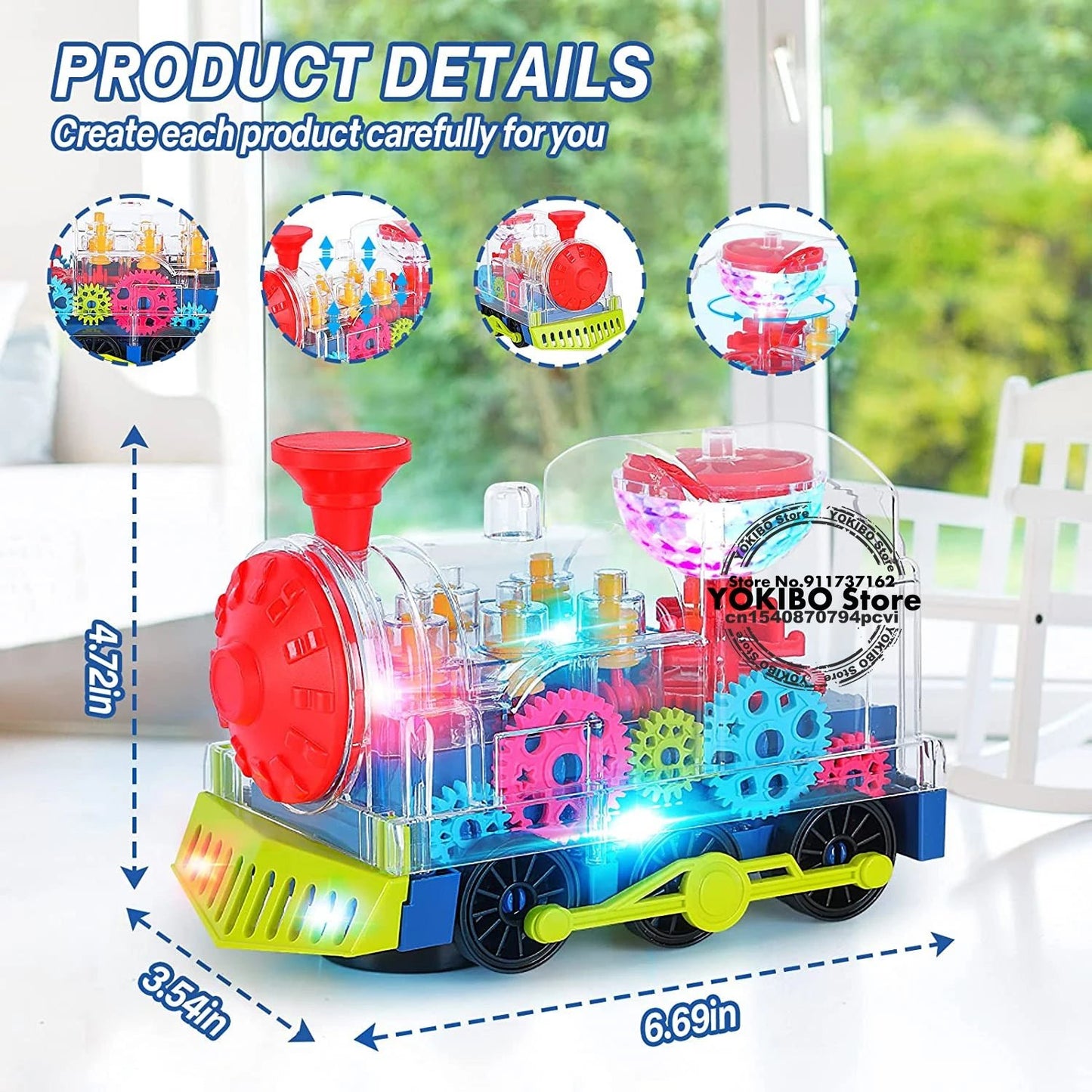 Electric Crawling Train Toy for Kids and Toddlers – Lights, Sound, Music - Real Group