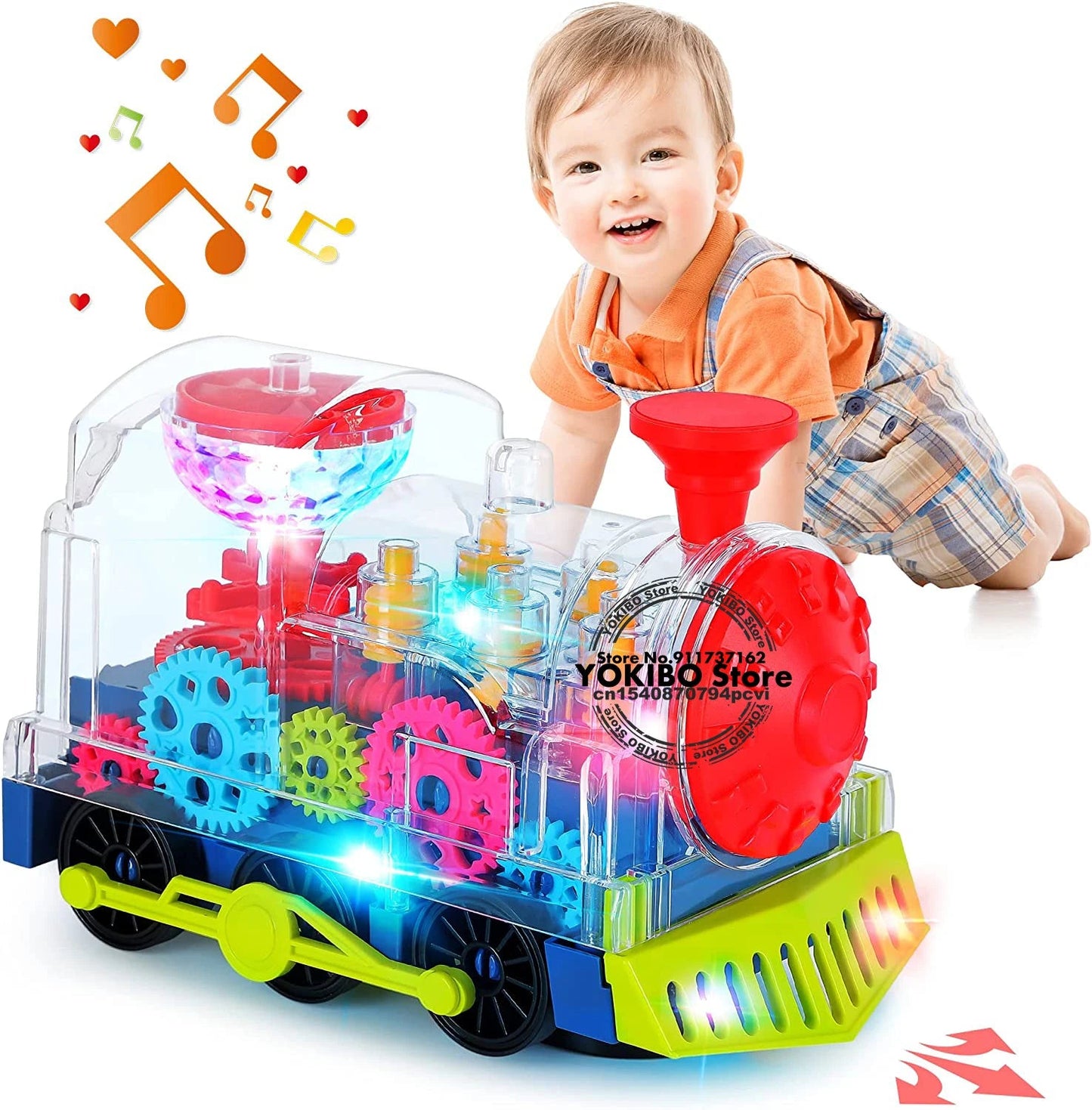 Electric Crawling Train Toy for Kids and Toddlers – Lights, Sound, Music - Real Group