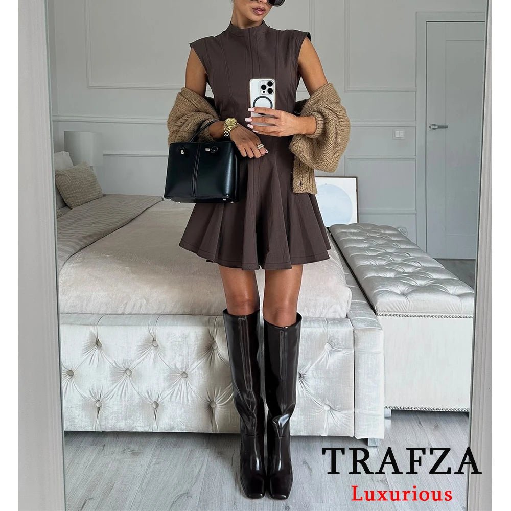 Elegant Ruffle Mini Dress | Sleeveless A - Line Party Outfit - Real Group UAE