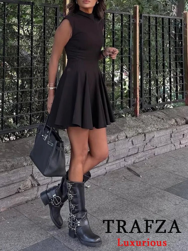 Elegant Ruffle Mini Dress | Sleeveless A - Line Party Outfit - Real Group UAE