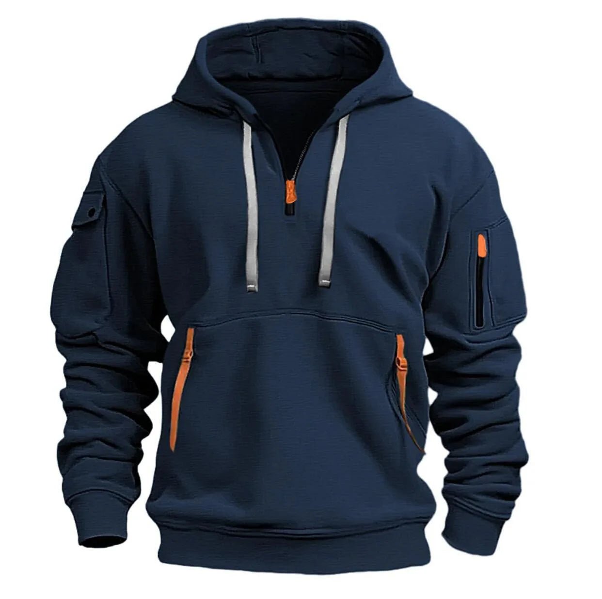 Fleece Hooded Sweatshirt | Multi - Pocket Zipper Casual Pullover - Real Group