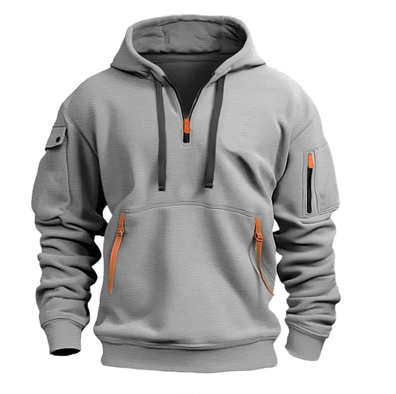 Fleece Hooded Sweatshirt | Multi - Pocket Zipper Casual Pullover - Real Group