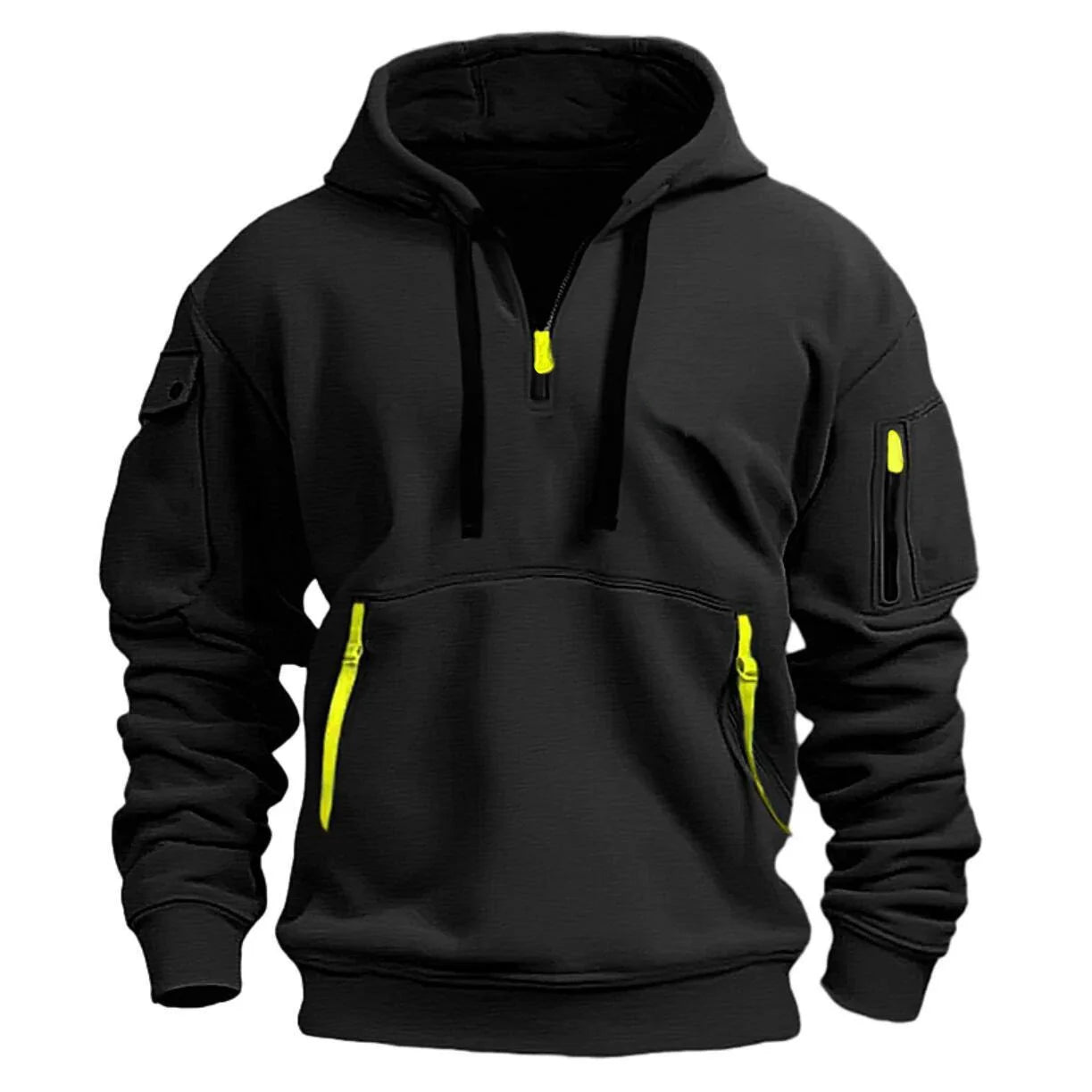 Fleece Hooded Sweatshirt | Multi - Pocket Zipper Casual Pullover - Real Group