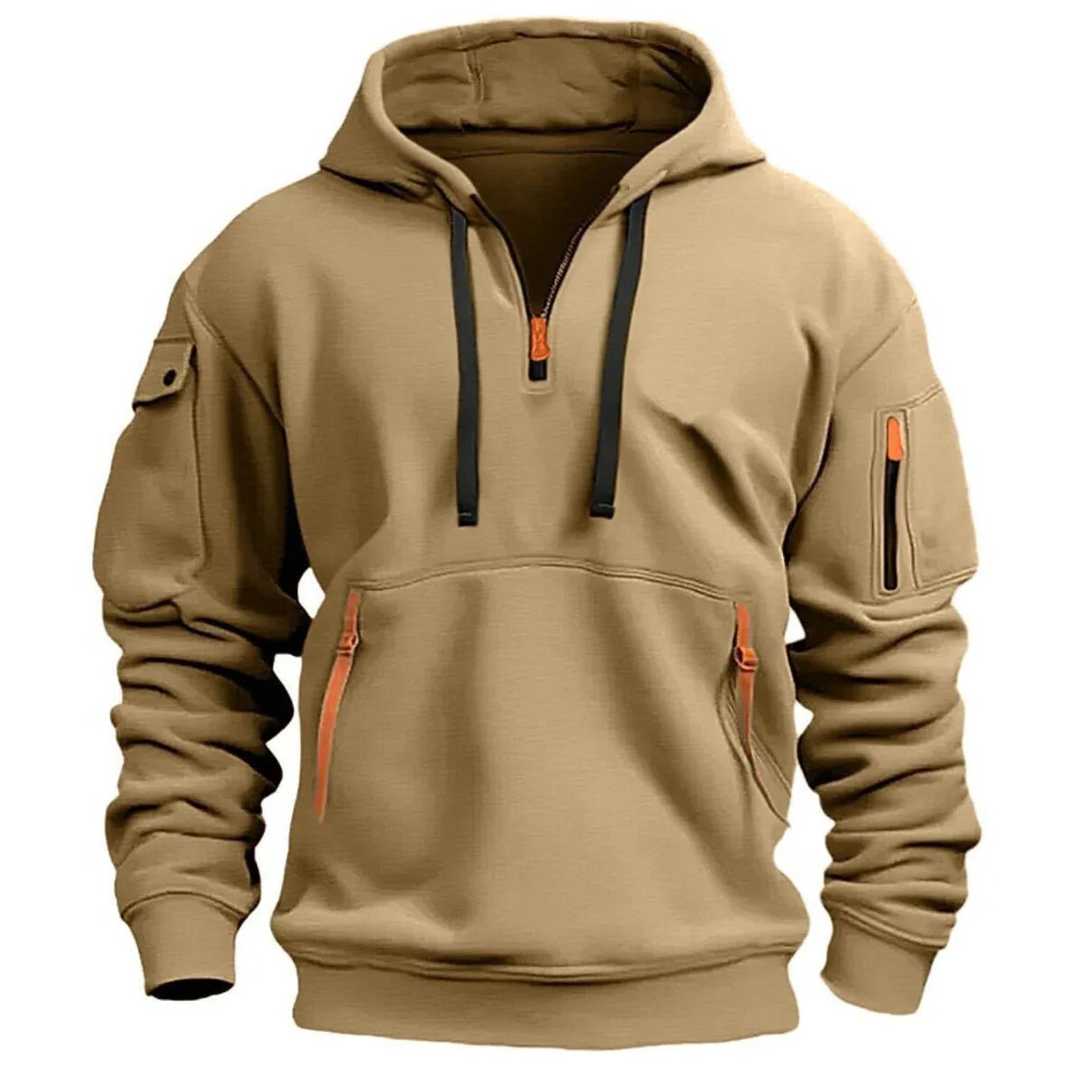 Fleece Hooded Sweatshirt | Multi - Pocket Zipper Casual Pullover - Real Group