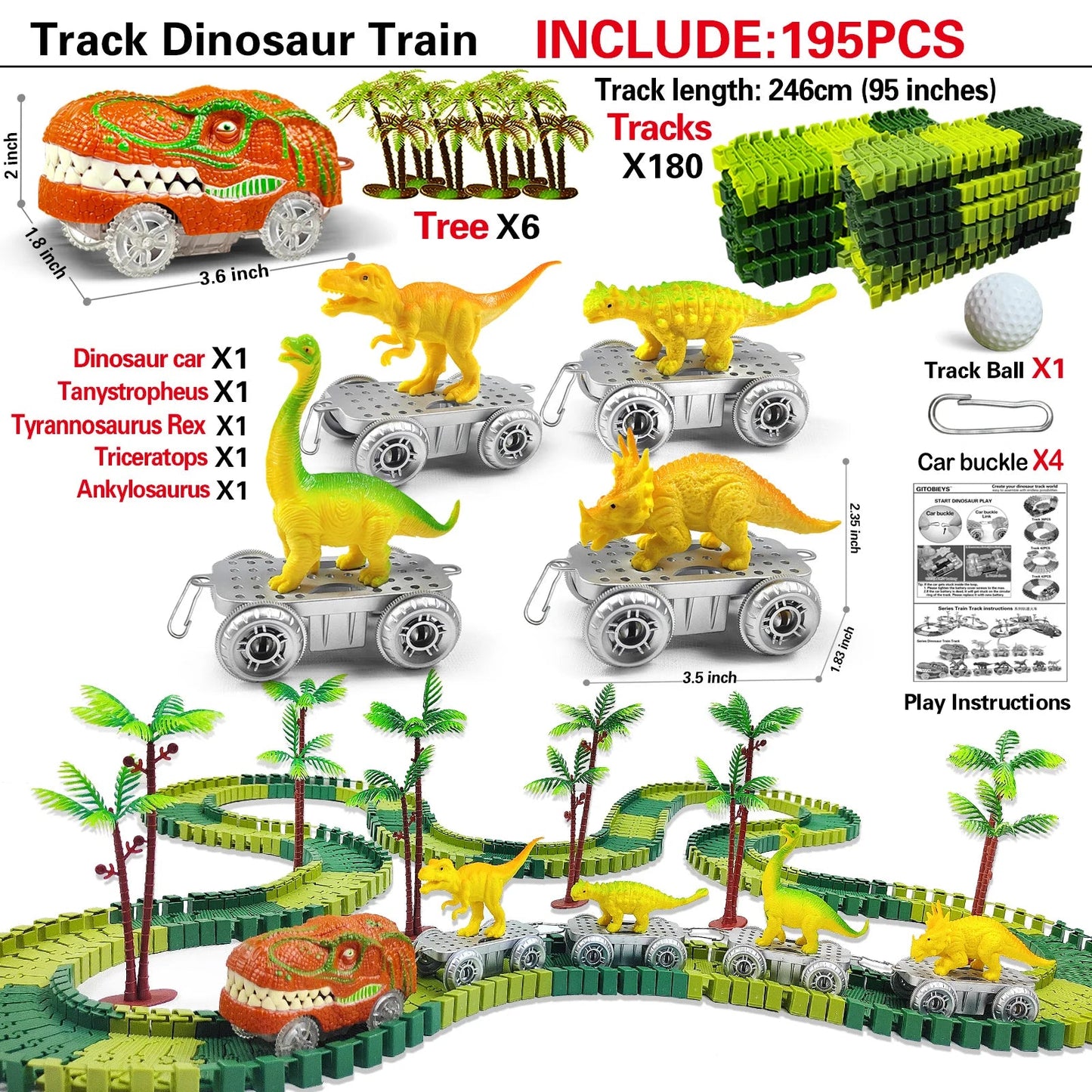 Magic Climbing Electric Dinosaur Car Track Set - Real Group