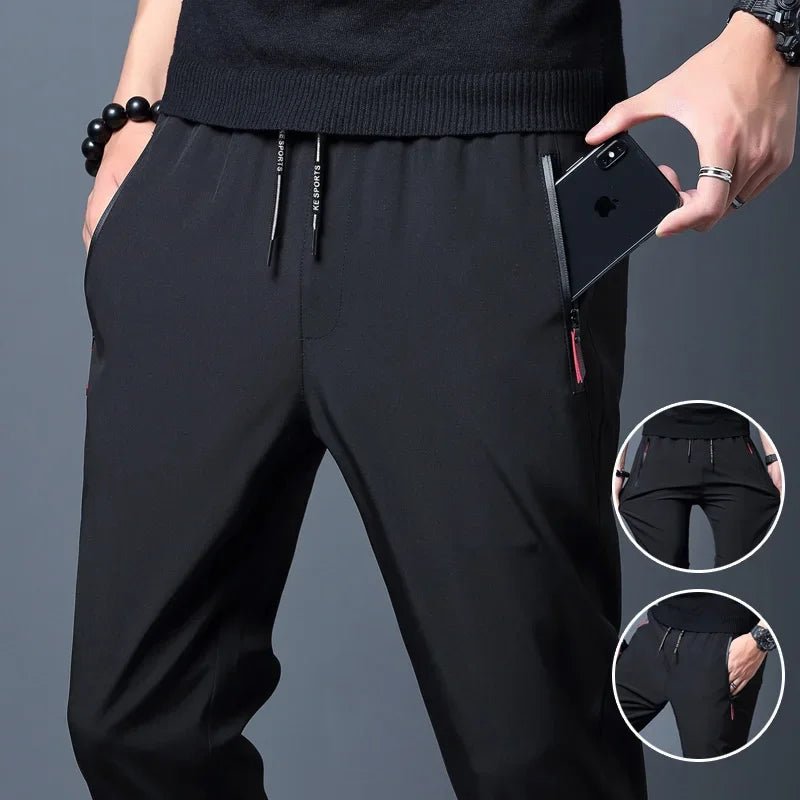 Men’s Casual Pants | Slim Fit Elastic Waist Straight - Leg Trousers - Real Group