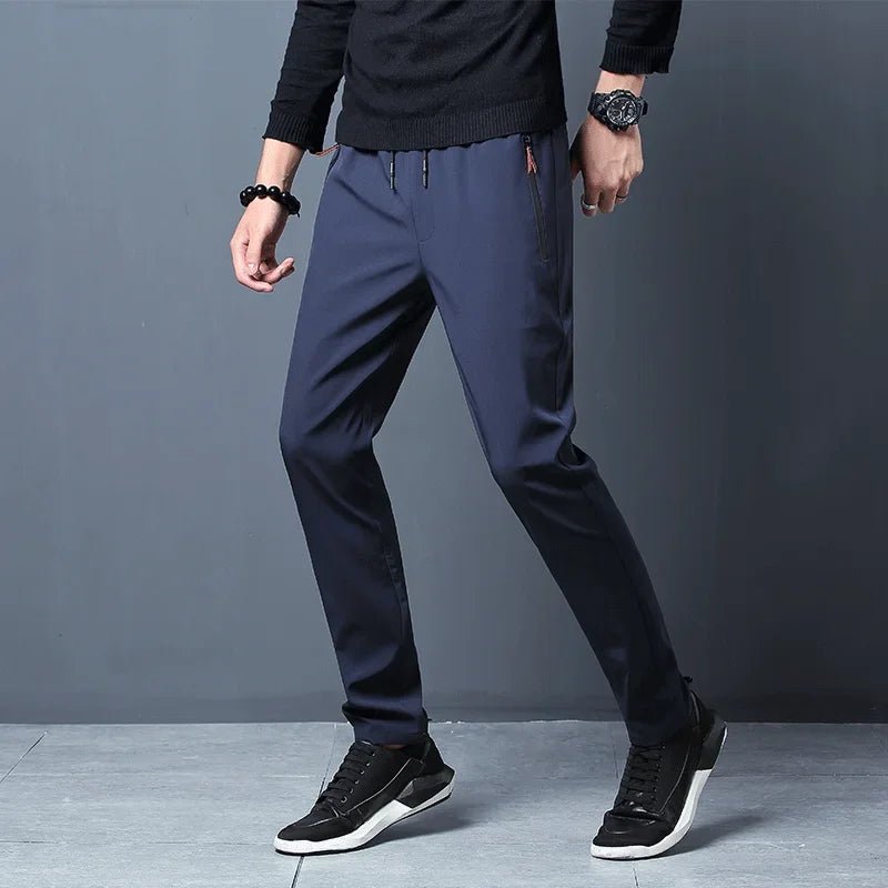 Men’s Casual Pants | Slim Fit Elastic Waist Straight - Leg Trousers - Real Group