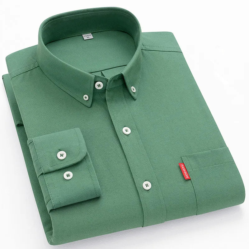 Men’s Oxford Shirt | 100% Cotton Long Sleeve | Casual Button - Down Shirt - Real Group UAE