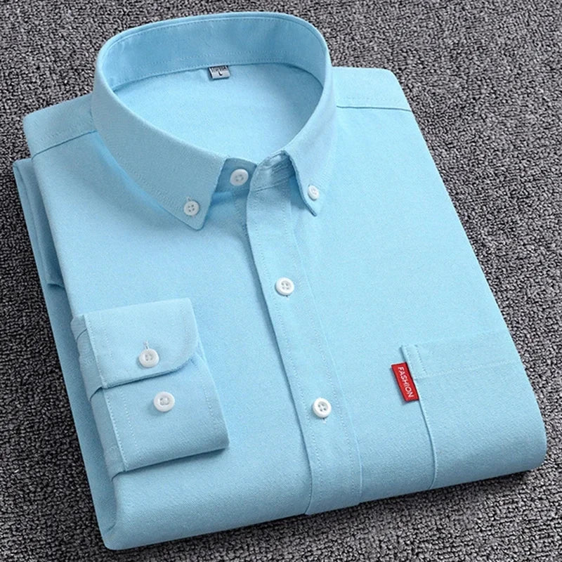 Men’s Oxford Shirt | 100% Cotton Long Sleeve | Casual Button - Down Shirt - Real Group UAE