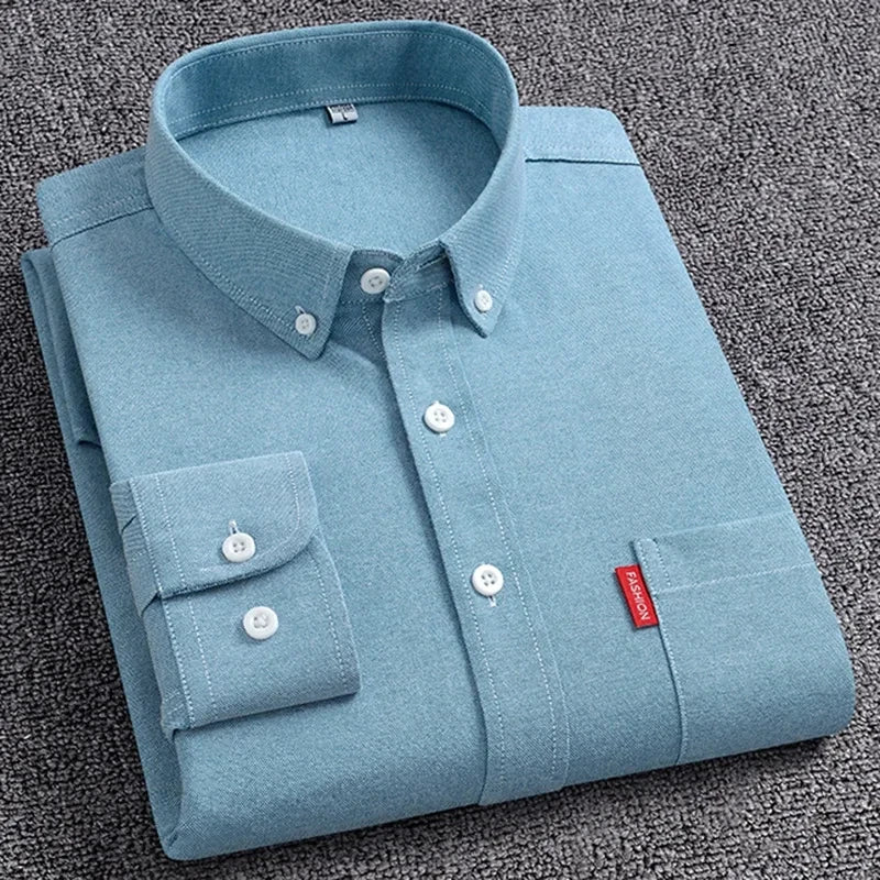 Men’s Oxford Shirt | 100% Cotton Long Sleeve | Casual Button - Down Shirt - Real Group UAE