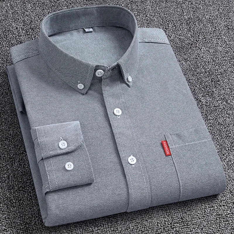 Men’s Oxford Shirt | 100% Cotton Long Sleeve | Casual Button - Down Shirt - Real Group UAE