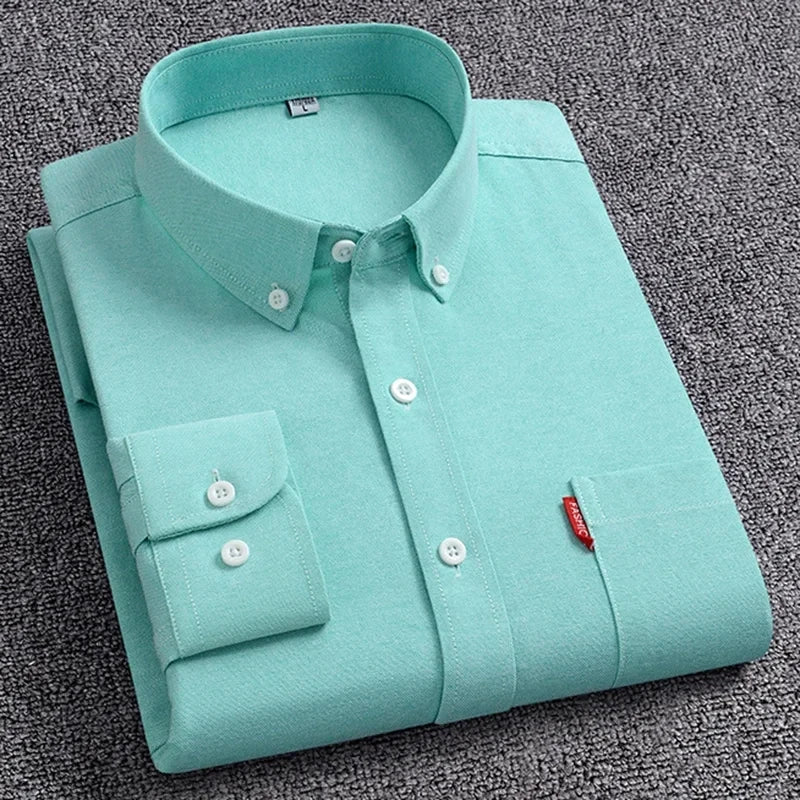 Men’s Oxford Shirt | 100% Cotton Long Sleeve | Casual Button - Down Shirt - Real Group UAE