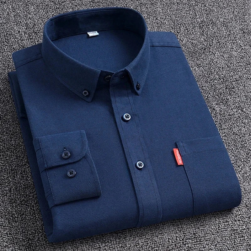 Men’s Oxford Shirt | 100% Cotton Long Sleeve | Casual Button - Down Shirt - Real Group UAE