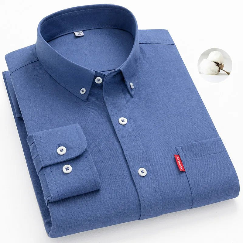 Men’s Oxford Shirt | 100% Cotton Long Sleeve | Casual Button - Down Shirt - Real Group UAE