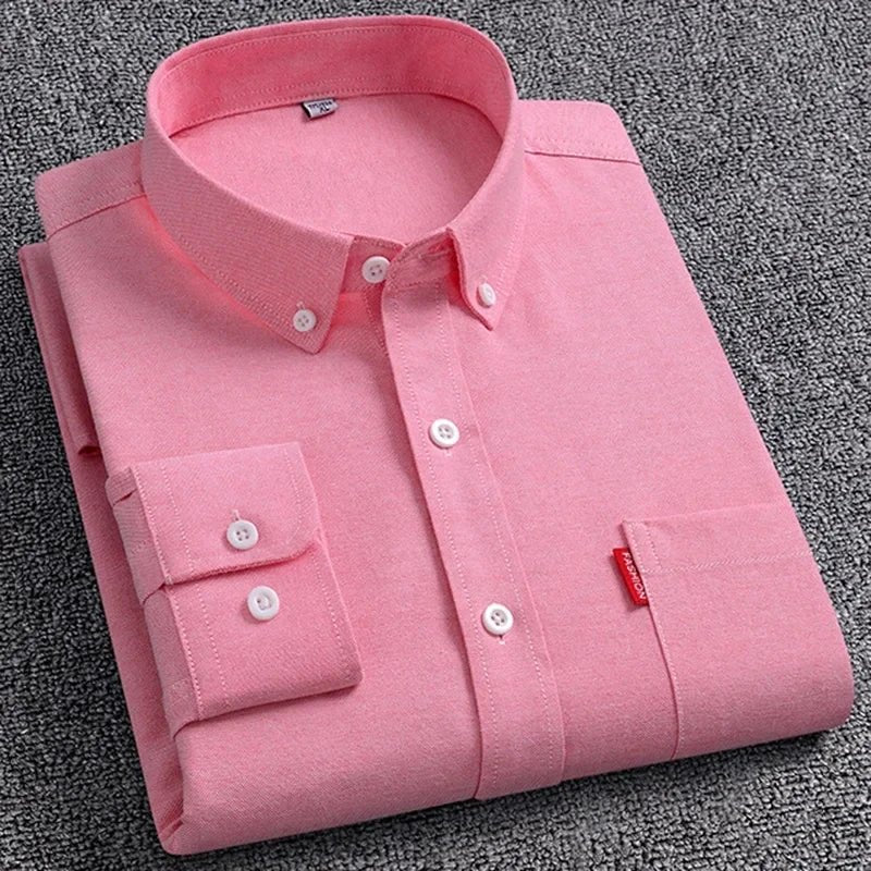 Men’s Oxford Shirt | 100% Cotton Long Sleeve | Casual Button - Down Shirt - Real Group UAE