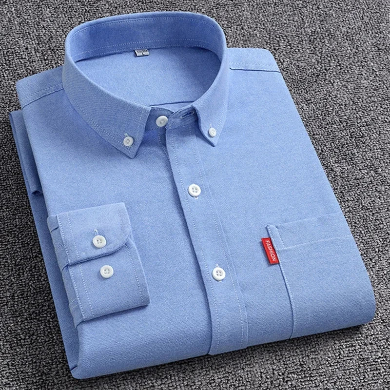 Men’s Oxford Shirt | 100% Cotton Long Sleeve | Casual Button - Down Shirt - Real Group UAE