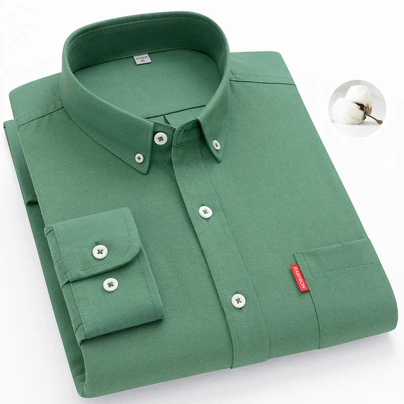 Men’s Oxford Shirt | 100% Cotton Long Sleeve | Casual Button - Down Shirt - Real Group UAE