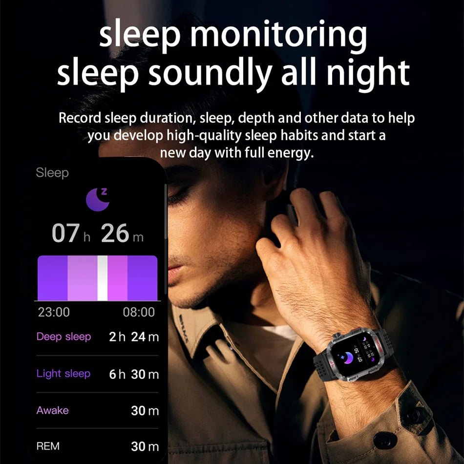 Military GPS Smart Watch for Men with Bluetooth Call & Waterproof Design - Realgroupuae