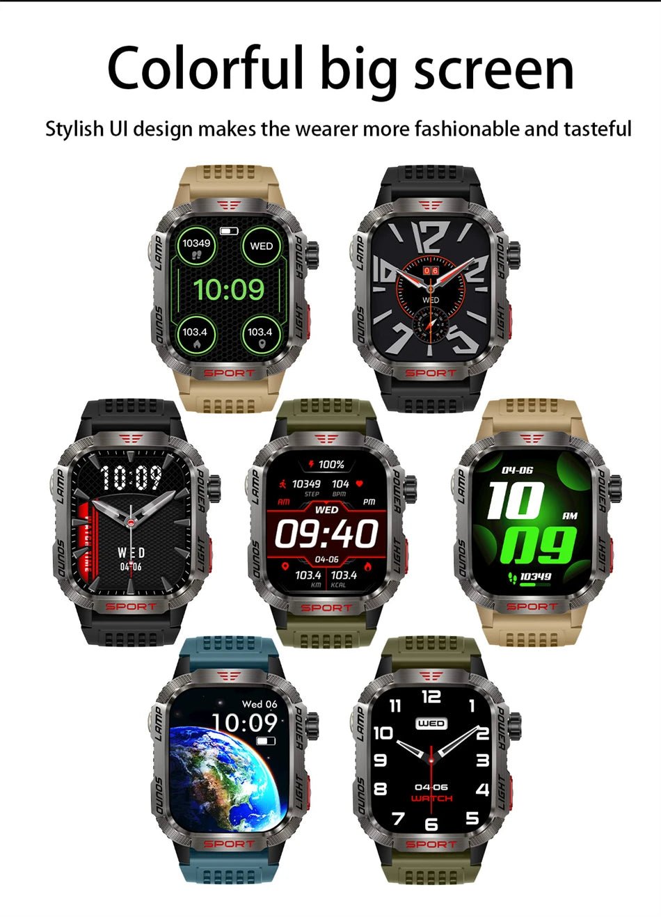 Military GPS Smart Watch for Men with Bluetooth Call & Waterproof Design - Realgroupuae