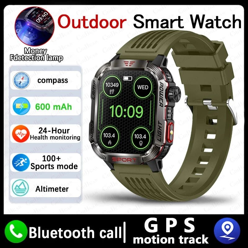 Military GPS Smart Watch for Men with Bluetooth Call & Waterproof Design - Realgroupuae