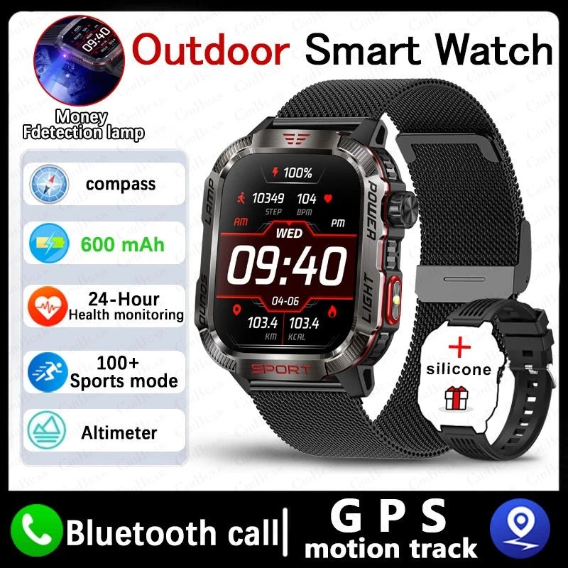 Military GPS Smart Watch for Men with Bluetooth Call & Waterproof Design - Realgroupuae