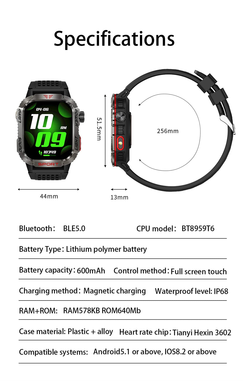 Military GPS Smart Watch for Men with Bluetooth Call & Waterproof Design - Realgroupuae