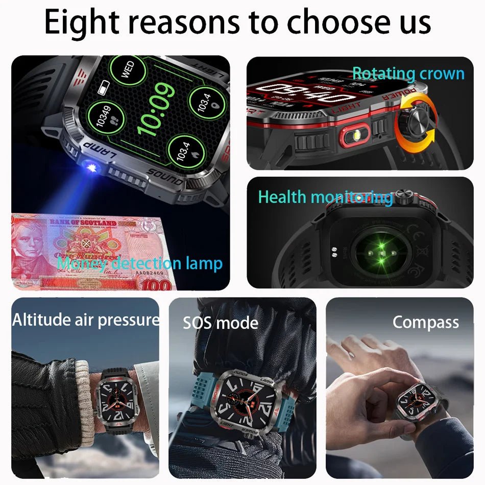 Military GPS Smart Watch for Men with Bluetooth Call & Waterproof Design - Realgroupuae