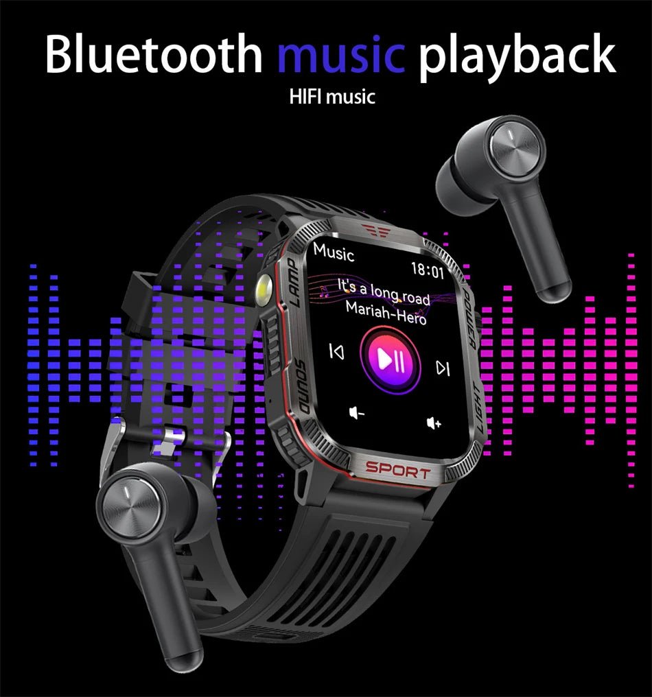 Military GPS Smart Watch for Men with Bluetooth Call & Waterproof Design - Realgroupuae