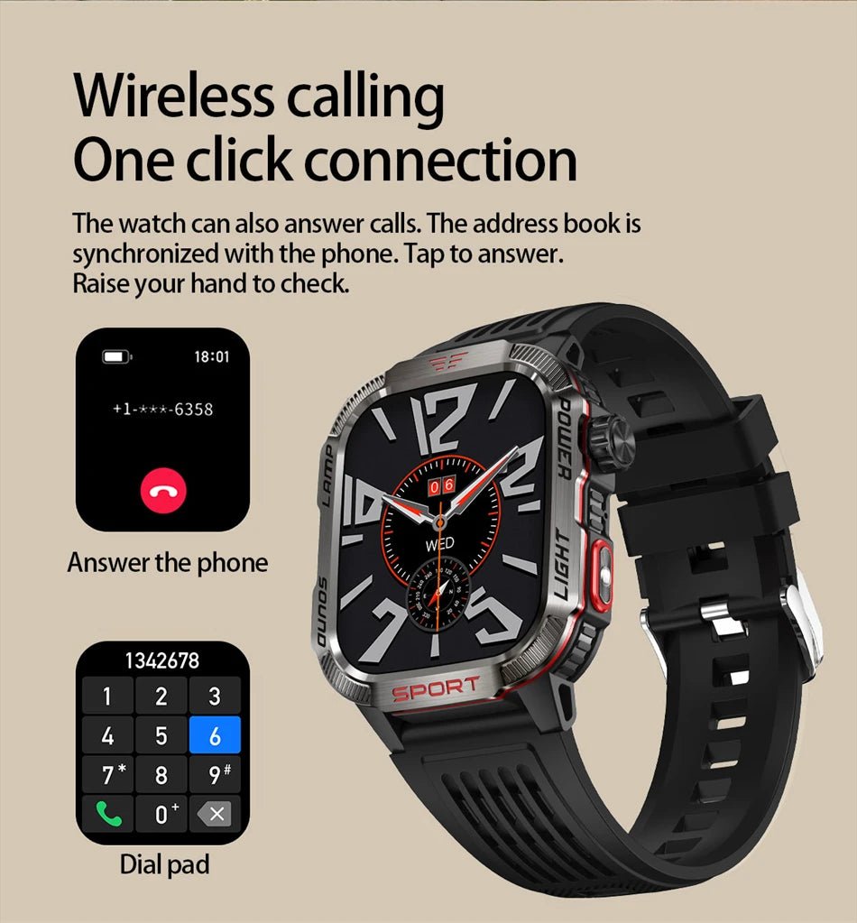 Military GPS Smart Watch for Men with Bluetooth Call & Waterproof Design - Realgroupuae