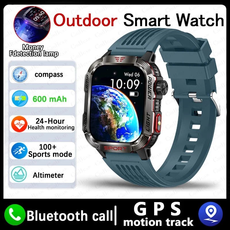 Military GPS Smart Watch for Men with Bluetooth Call & Waterproof Design - Realgroupuae