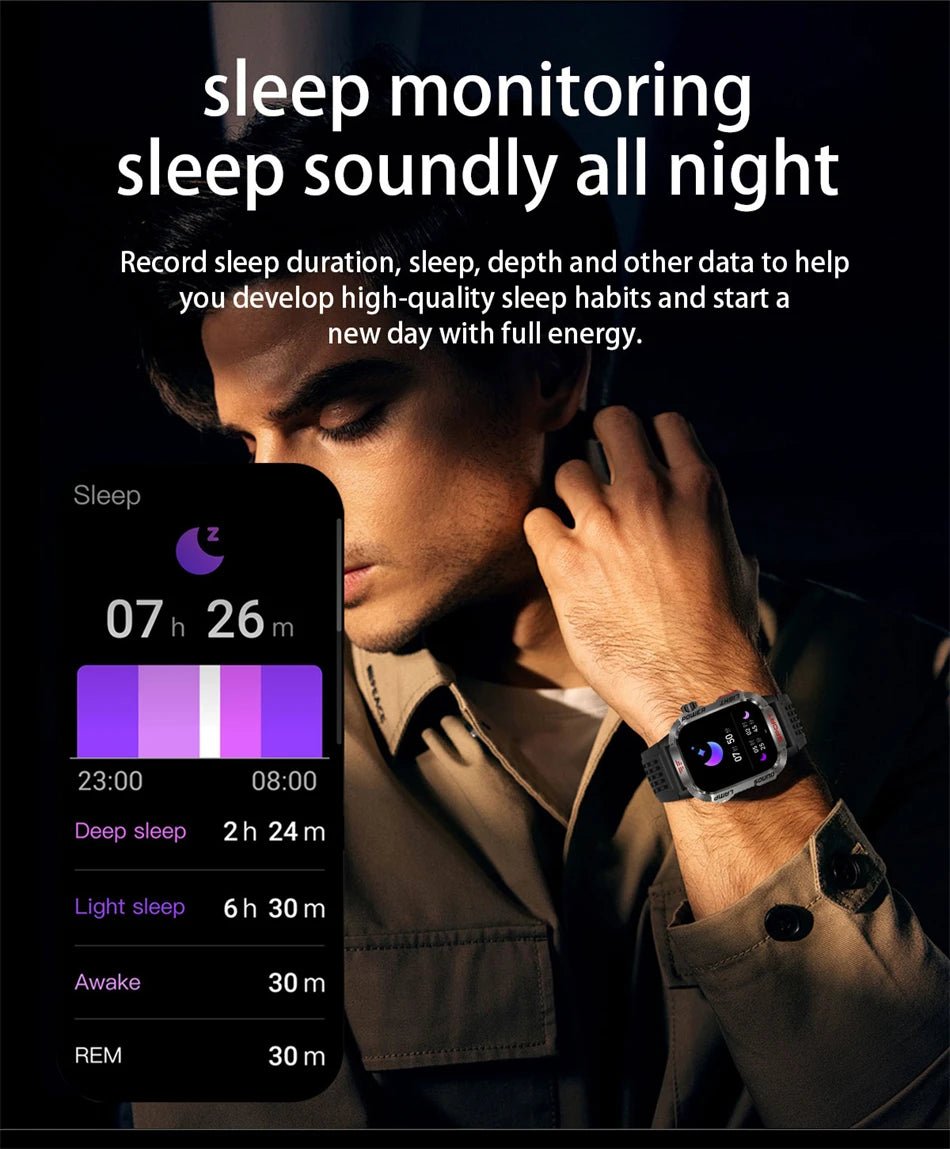 Military GPS Smart Watch for Men with Bluetooth Call & Waterproof Design - Realgroupuae