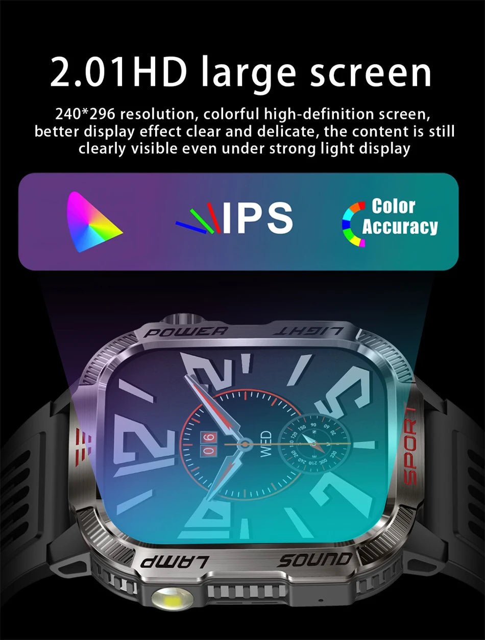 Military GPS Smart Watch for Men with Bluetooth Call & Waterproof Design - Realgroupuae