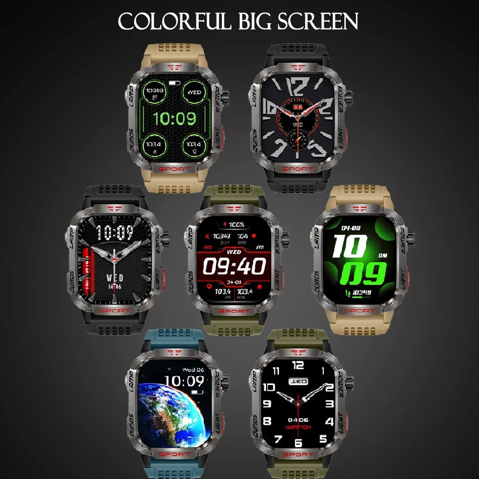 Military GPS Smart Watch for Men with Bluetooth Call & Waterproof Design - Realgroupuae