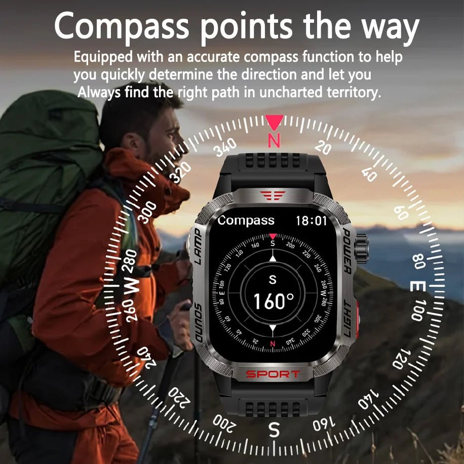 Military GPS Smart Watch for Men with Bluetooth Call & Waterproof Design - Realgroupuae