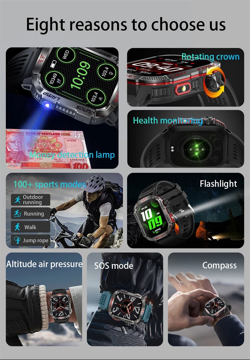 Military GPS Smart Watch for Men with Bluetooth Call & Waterproof Design - Realgroupuae