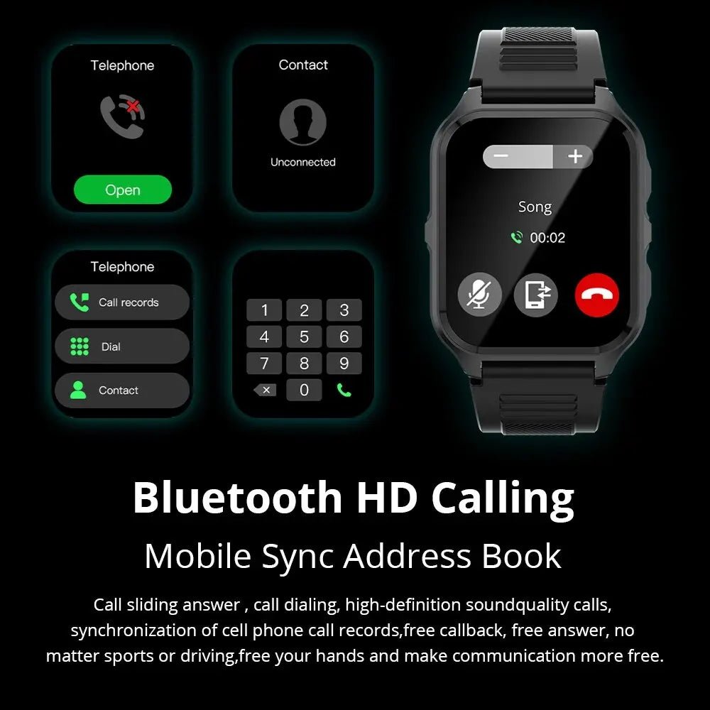 Outdoor Military Smart Watch – 1.9" Bluetooth Call Fitness Tracker - Realgroupuae
