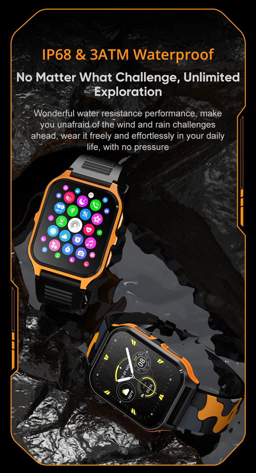 Outdoor Military Smart Watch – 1.9" Bluetooth Call Fitness Tracker - Realgroupuae